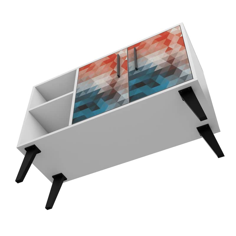 Mid Century Modern Amsterdam 35.43 In. 4 Shelf Wood Sideboard Buffet