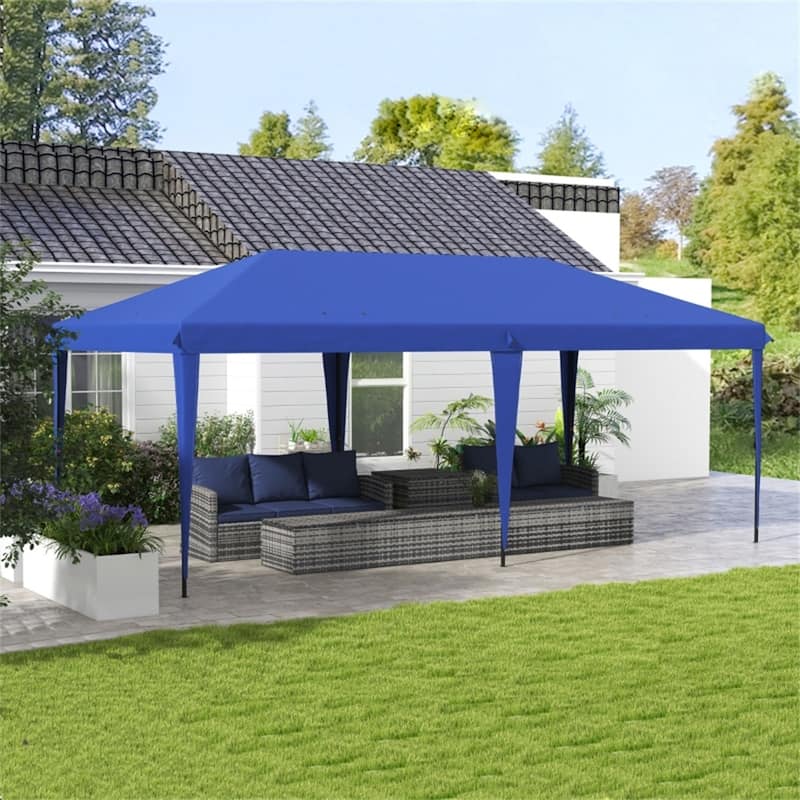 19.2' x 9.7' Large Outdoor Gazebo Pop-Up Canopy Shade with Adjustable Steel Frame and UV Protection - 19.2' L x 9.7' W