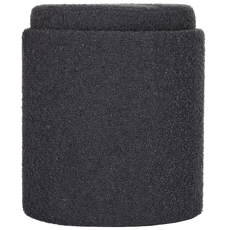 Boucle Tufted Round Storage Ottoman with Removable Tray Foot Stool