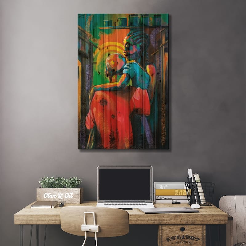 Moments Together Print On Wood by Akintayo Akintobi - Multi-Color