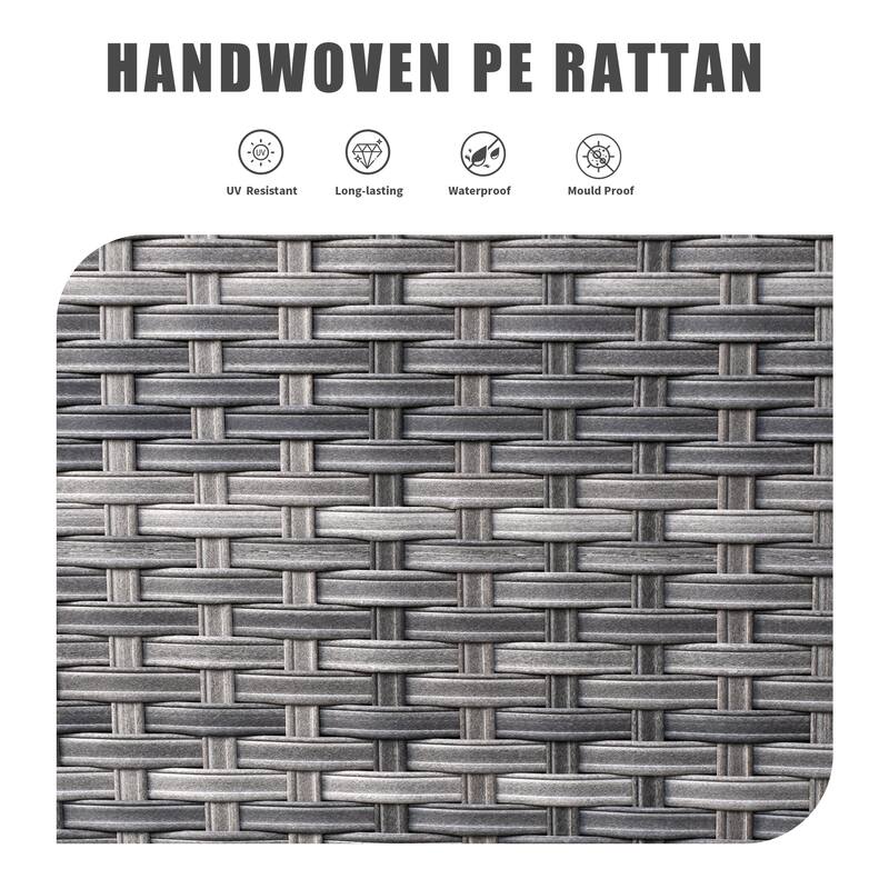 OVIOS 4-piece Loveseat Patio Furniture Outdoor Wicker Set With Glass-Top Table