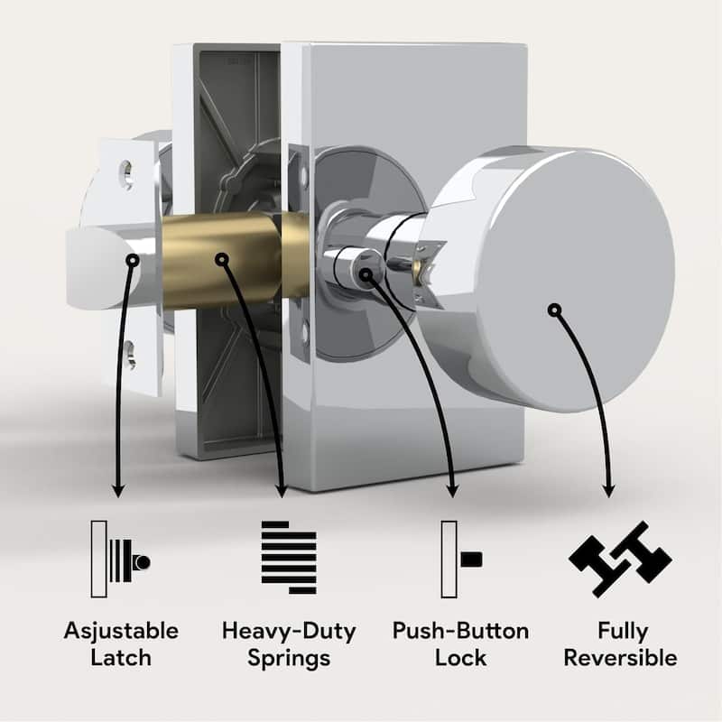 Mega Handles LAURA Privacy Door Knob | Keyless, Reversible, Heavy-Duty Smooth Lock for Hallway, Closet, Bathroom