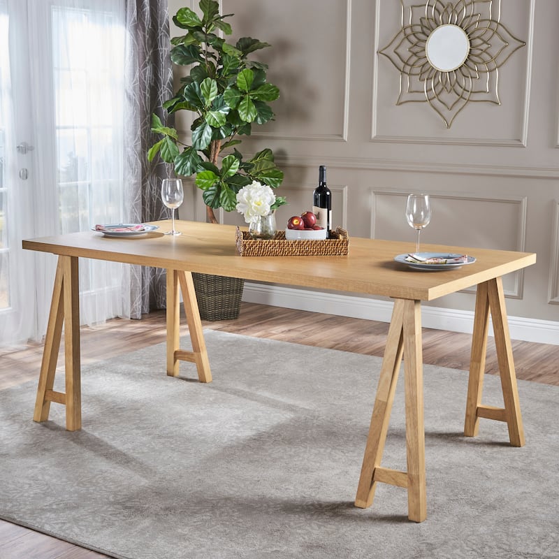Sabine Rectangle Wood Farmhouse Dining Table by Christopher Knight Home - Oak