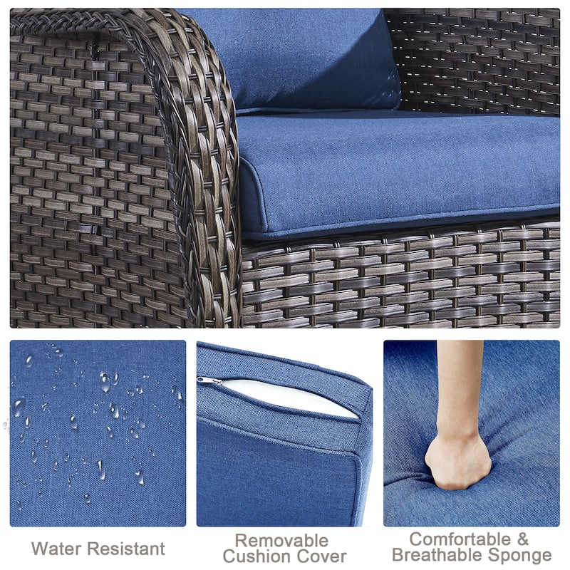 Fire Pit Table with Outdoor Patio Chairs Grey-Blue - Grey