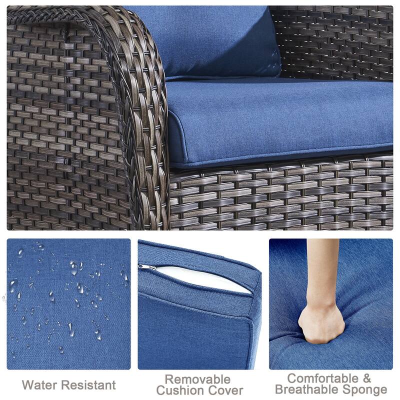 Outdoor Rectangular Fire Pit Table with 2 Patio Chairs