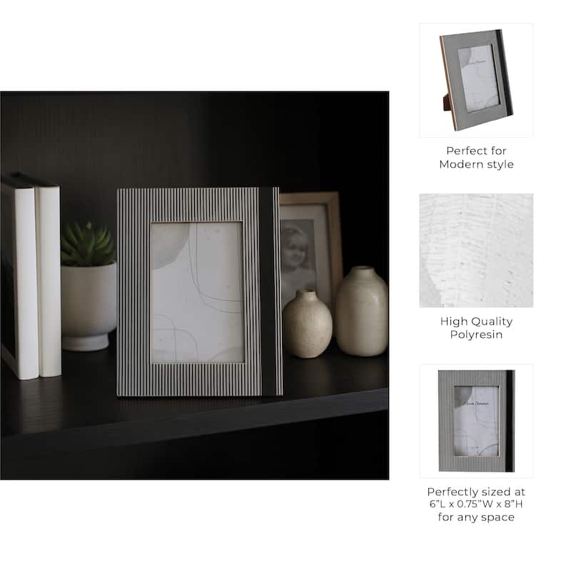 Resin Wood Lines Photo Frame - Black/White, 4x6 in.