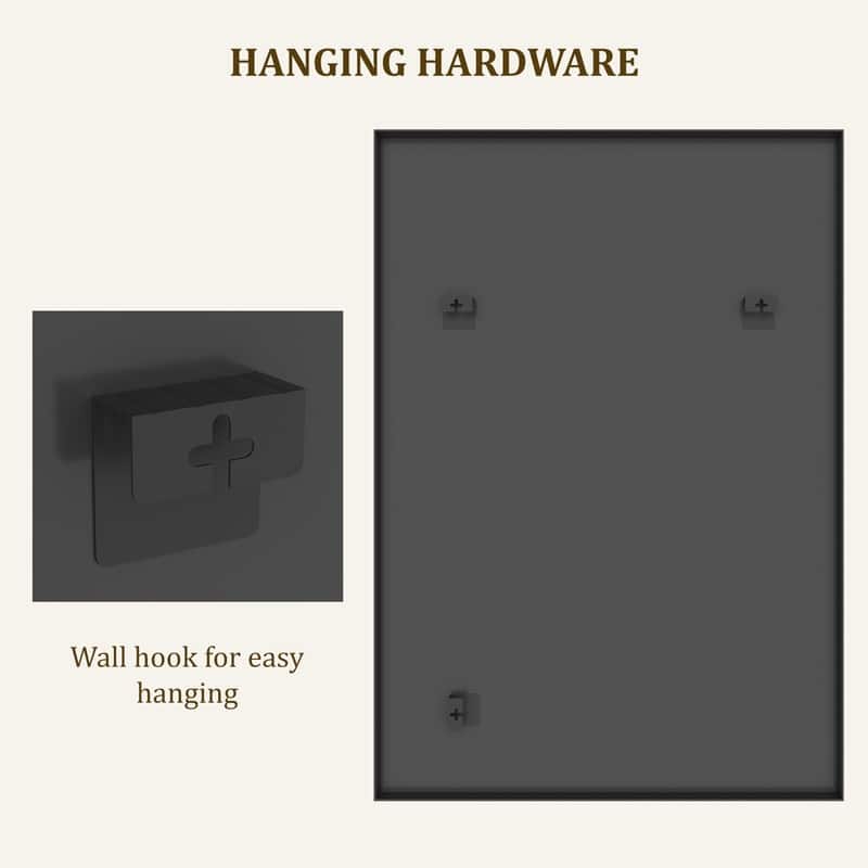 Black Modern Aluminum Square Mirror for Living Room