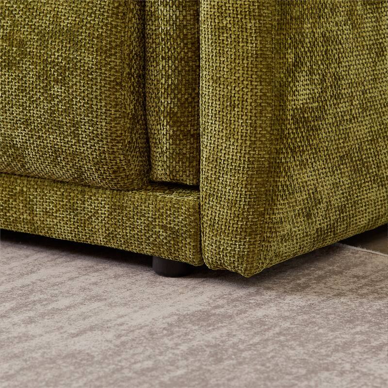 98.5" Fabric Modern Minimalist 3-Seater Sofa with 2 Pillows