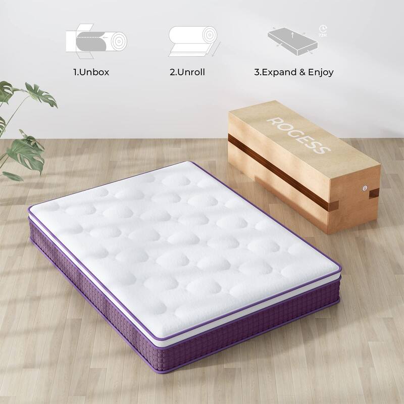 10 Inch Innerspring Hybrid Full Size Mattress, Motion Isolation Individually Pocketed Coils Mattress