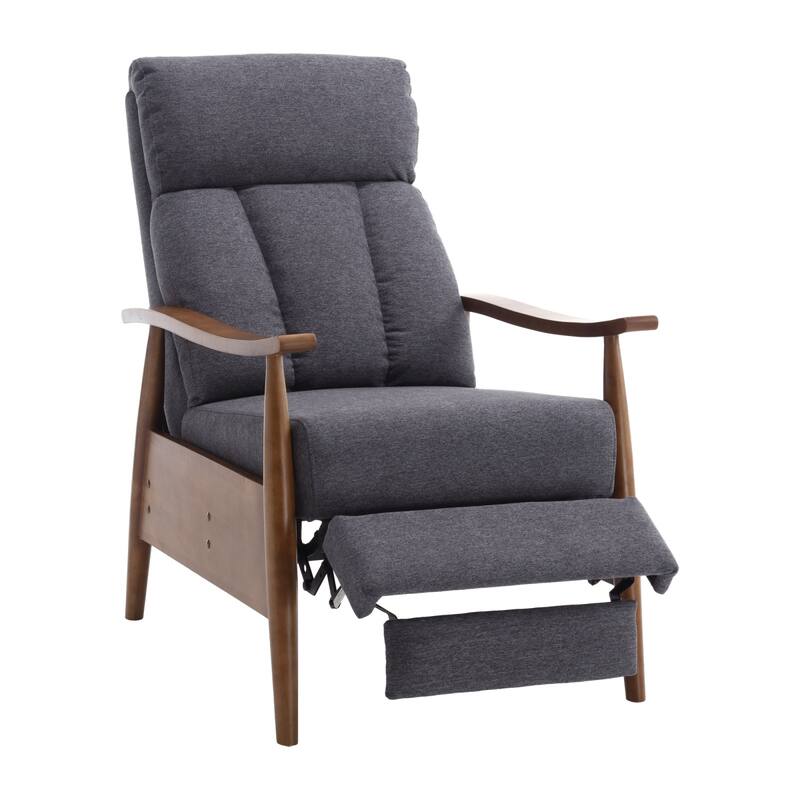 Modern Adjustable Recliner Chair, Wood Frame Armchair Accent Chair Lounge Chair Upholstered Sofa Chair for Living Room