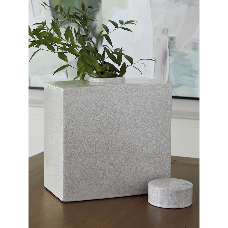 Signature Design by Ashley Haddworth Antique White Jar - 12" W x 6" D x 15" H