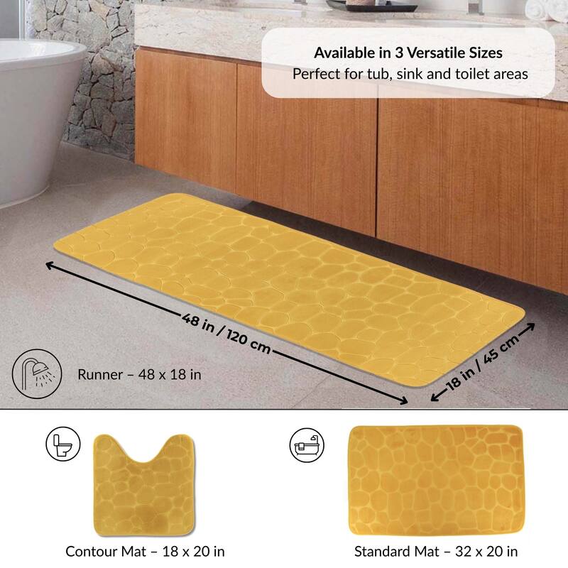 Memory Foam Runner Bath Mat Pebble Design 48x18