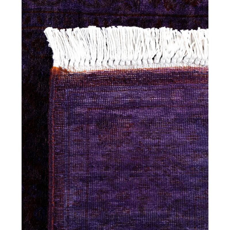 Overdyed One-of-a-Kind Hand-Knotted Runner Rug - Purple - 2' 8" x 8' 3"