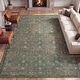 preview thumbnail 1 of 6, Petunia Distressed All-Over Floral Border Non-Slip Machine-Washable Rug 3' X 5' - Green/Brown