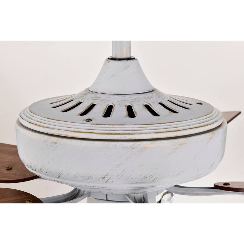 Praer Washed White 5-blade Lighted Ceiling Fan with Crystal Daisy Bouquet Shade