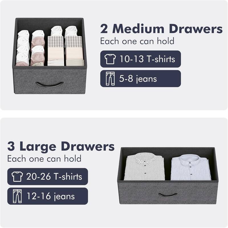 Dresser & Chest of Drawers Organizer Unit with 5 Drawers