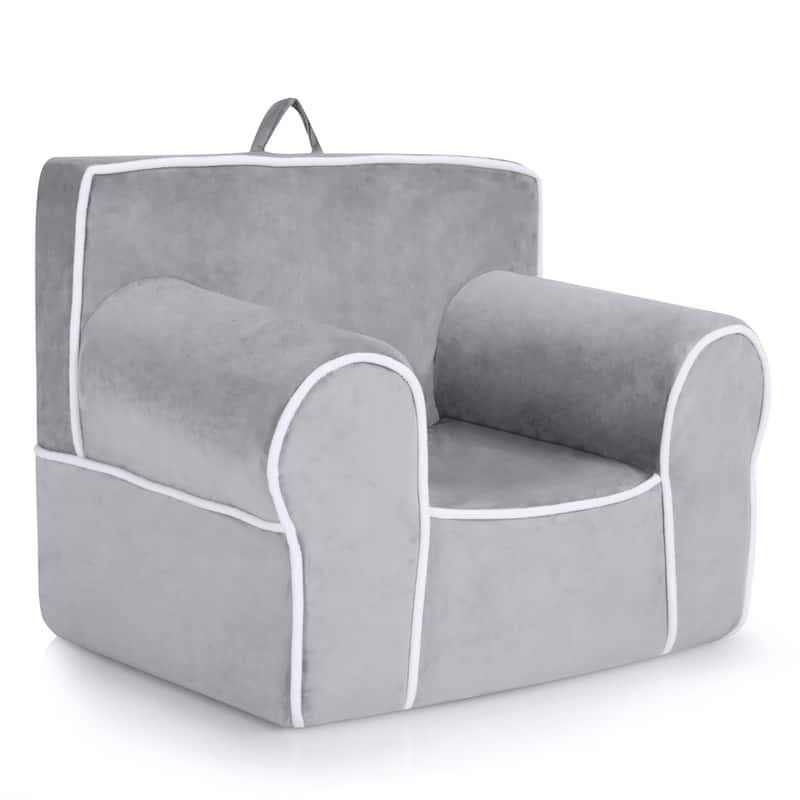 Kids Sofa Toddler Foam Filled Armchair w/ Velvet Fabric Baby - Grey