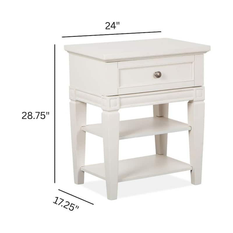 Magnussen Home Willowbrook Egg Shell White with Slight Rub Through Open Nightstand