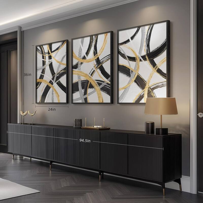 Black & White Abstract Wall Art, 3 Piece Canvas Art Prints