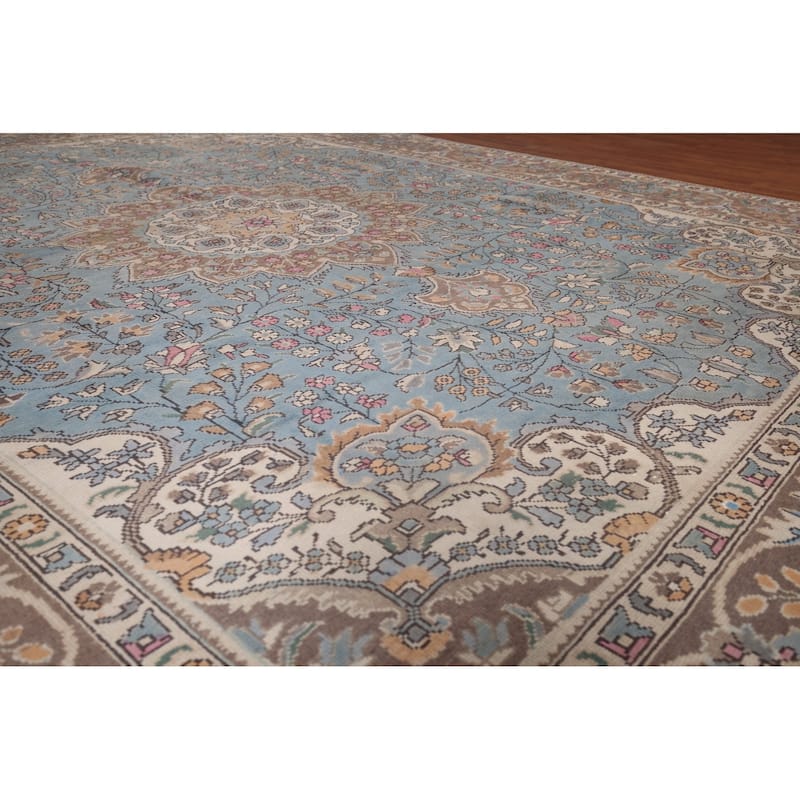 Blue Tabriz Persian Vintage Area Rug Handmade Wool Carpet - 9'9"x 12'3"