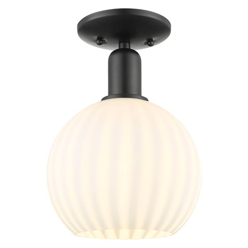 Innovations Lighting Endless Possibilities Arcadia - White Venetian - 1 Light 8" Semi-Flush Mount - Matte Black