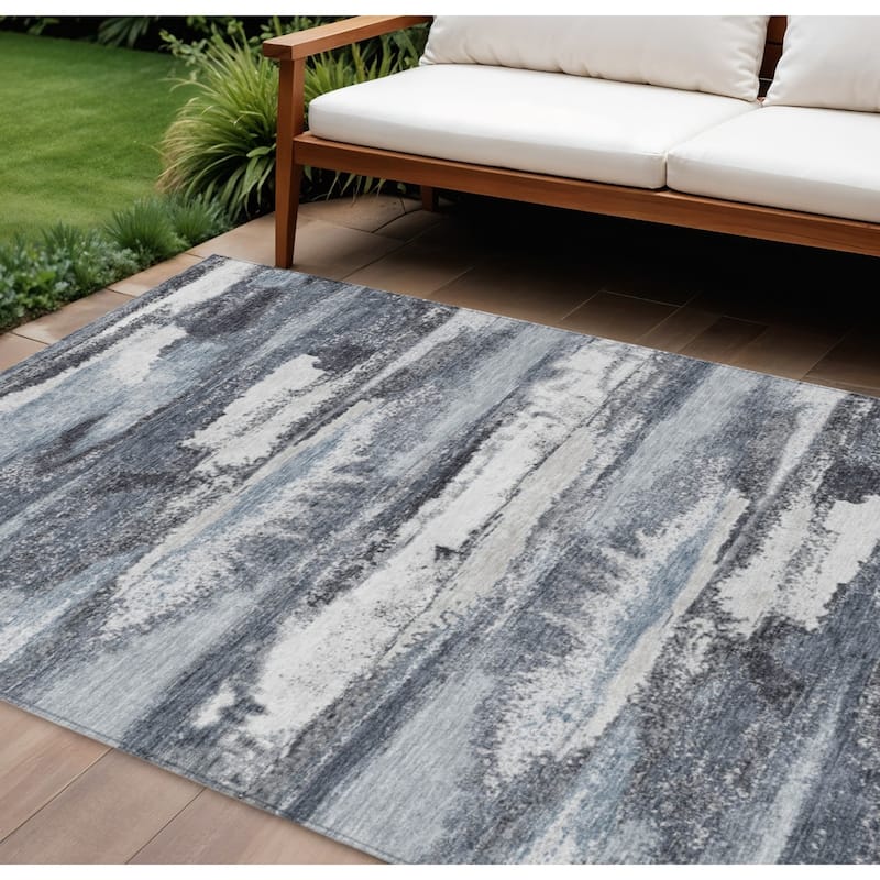 HomeRoots Abstract Transitional Rectangle Outdoor Rug - 9' X 12'