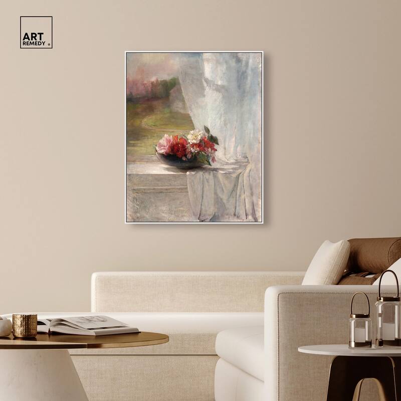 Flowers on a Window 1861 Canvas by Art Remedy