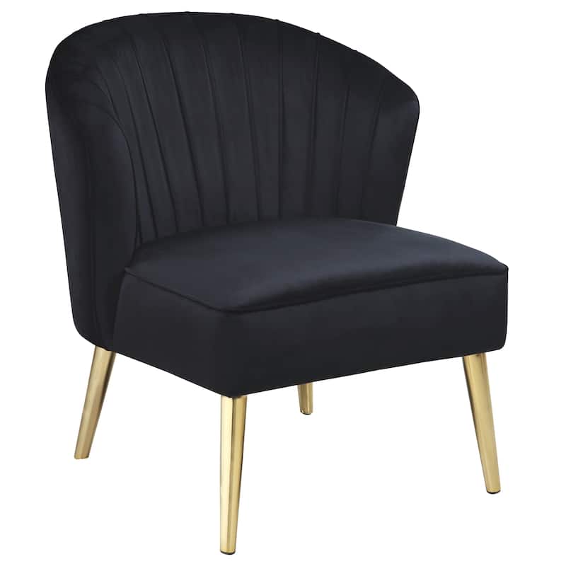 Mid-Century Modern Design Black Velvet and Brass Legs Living Room Accent Chair