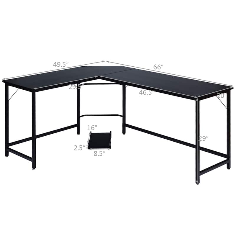 Costway L-Shaped Computer Desk Corner Workstation Study Gaming Table