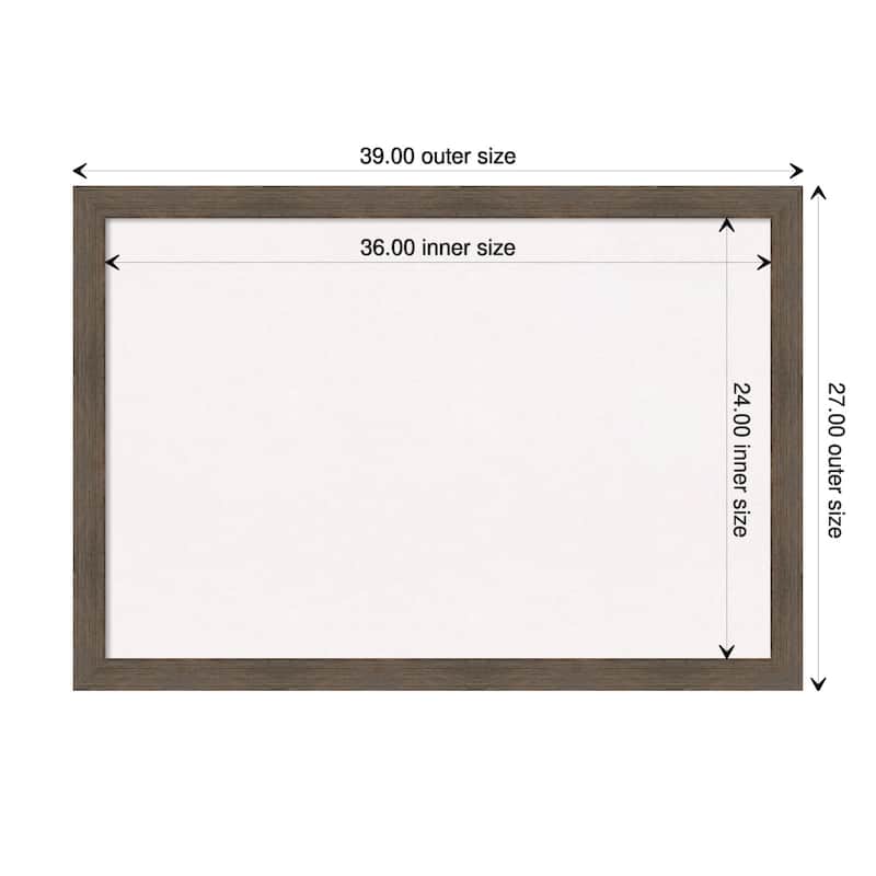 Hardwood Narrow Wood Framed White Corkboard Bulletin Board - Hardwood Mocha Narrow - Board Size 36x24