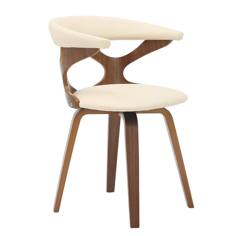 Klyne Leather Dining Chair with Poplar Wood Frame - Mid-Century Wooden Accent Chair with Swivel Base Set of 2