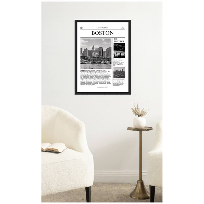 Kate and Laurel Boston Article by Megan Ryan Framed Canvas Wall Art Print