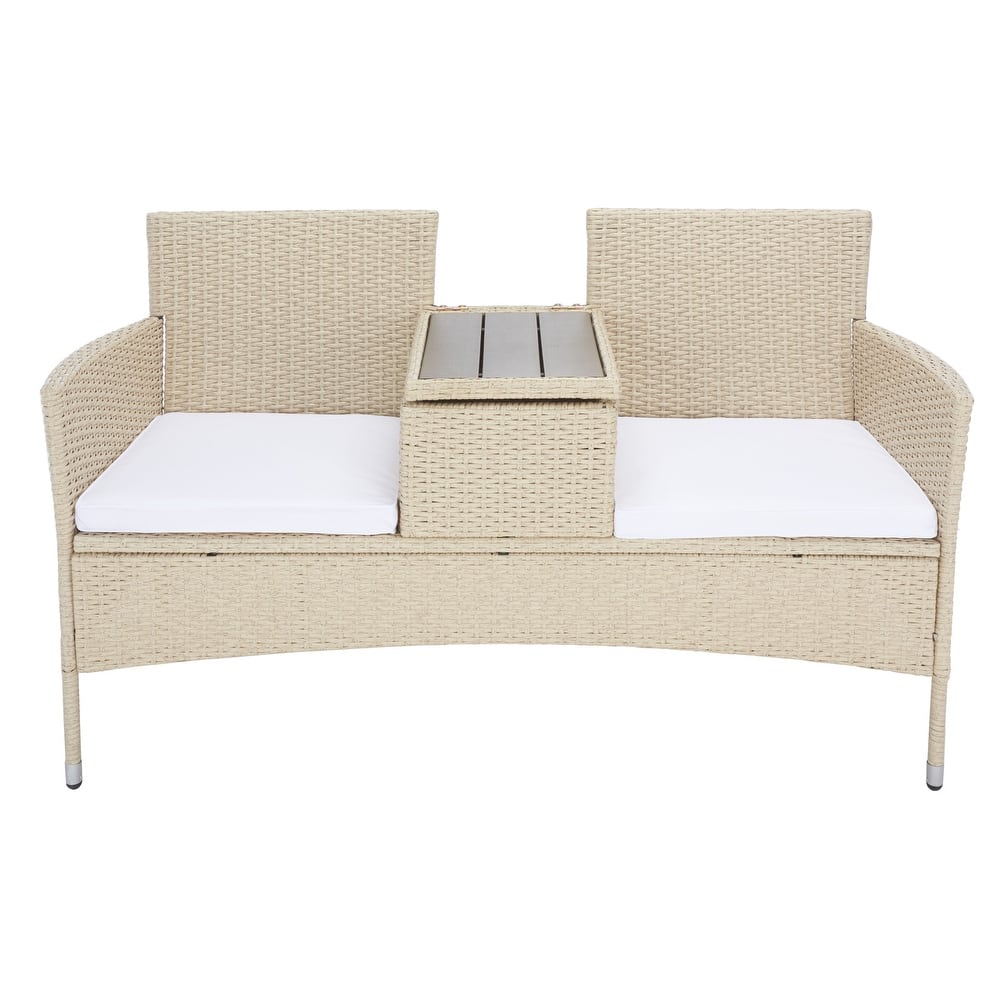 SAFAVIEH Outdoor Rielle Wicker Loveseat - 52W x 33D x 25H