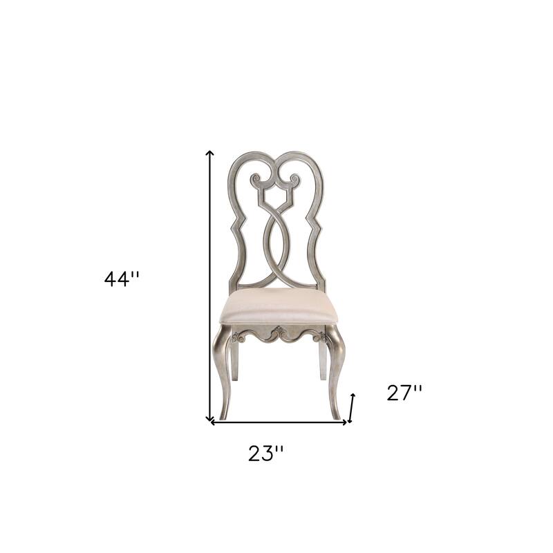 HomeRoots Set of Two Ivory and Champagne Upholstered Velvet And Solid Wood Dining Side Chairs