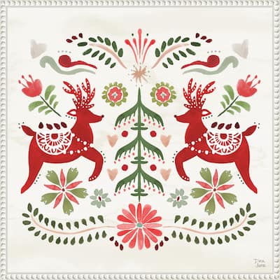 Festive Season II by Dina June (22 x 22 in.), Framed Canvas Wall Art Print - Sylvie Beaded White
