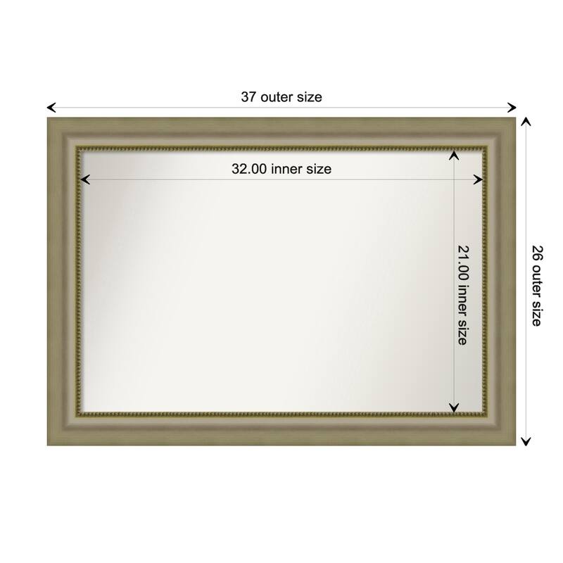 Vegas Silver Framed Non-Beveled Custom Wall Mirror, Bathroom Vanity Mirror - Outer Size: 36.75 x 25.75
