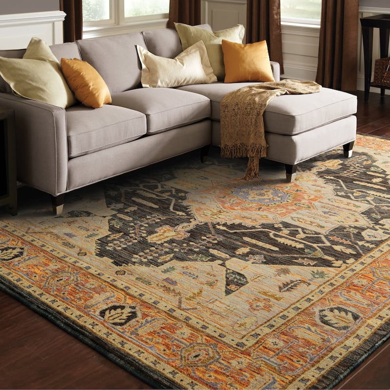 Style Haven Gladys Medallion Area Rug - Gold/Grey - 3'3" x 5'2" - Runner/Rectangle