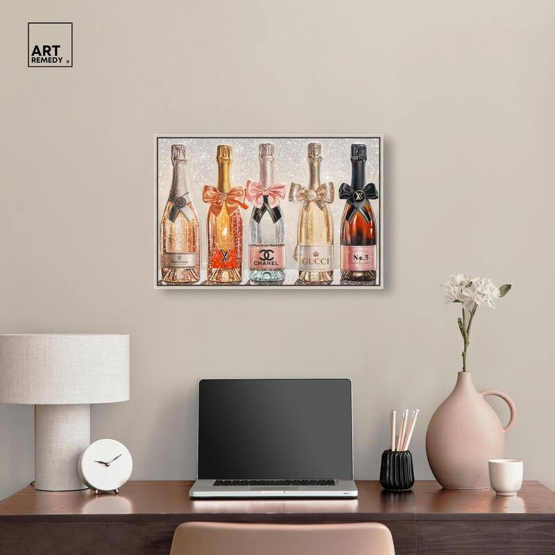 Champagne Bottles Glitz Canvas by Art Remedy