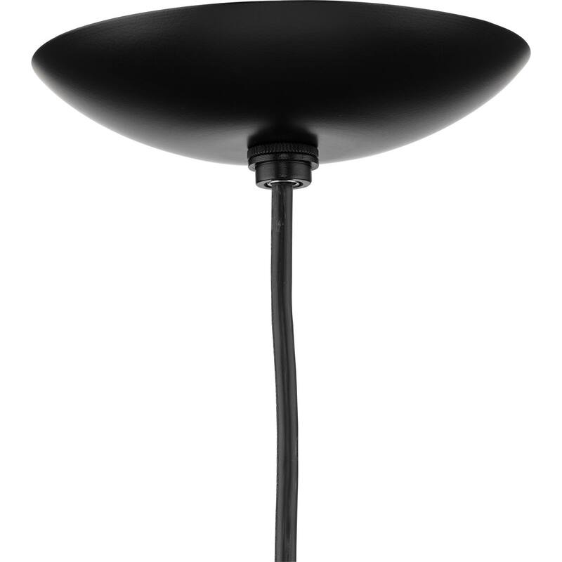 Atwell Collection Matte Black and Opal Glass Globe Large Hanging Pendant Light - 12 in x 12 in x 12.5 in