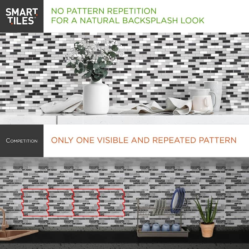 Peel and Stick Backsplash Tile - Smart Tiles Blok Beige X Large - Kitchen and Bathroom Stick on Tiles
