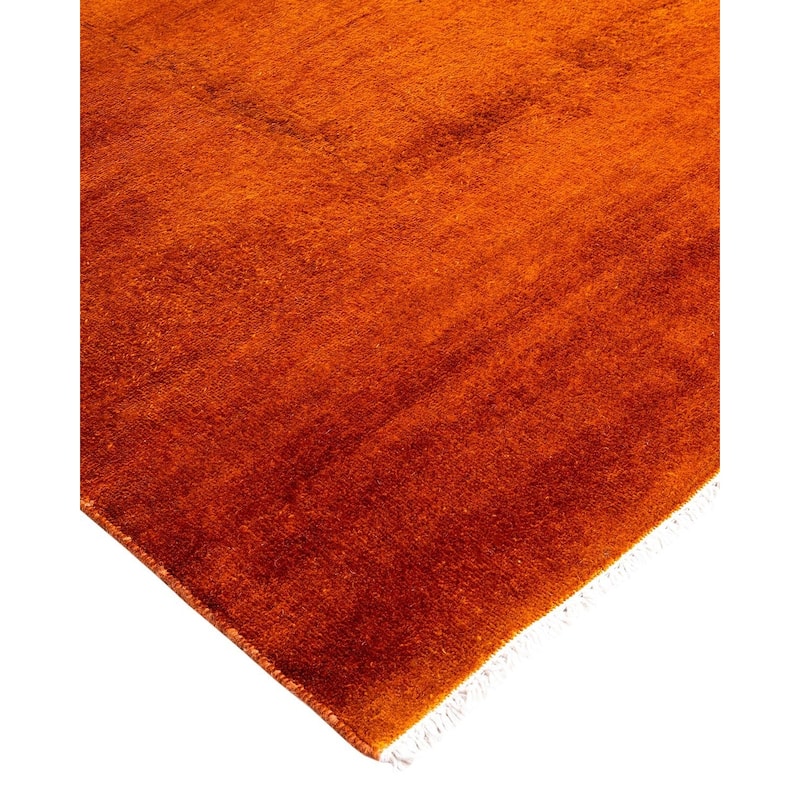 Overdyed, One-of-a-Kind Hand-Knotted Area Rug - Orange - 9' 0" x 12' 2"