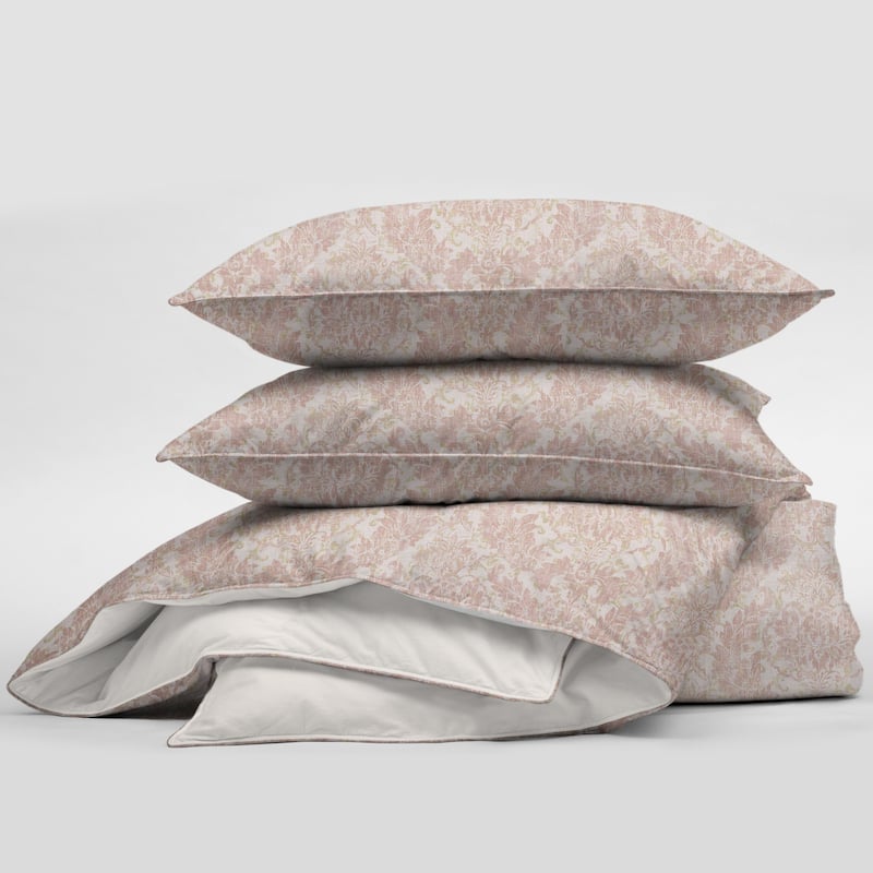 Damaskus Linen Blush Comforter & Pillow Sham Set.