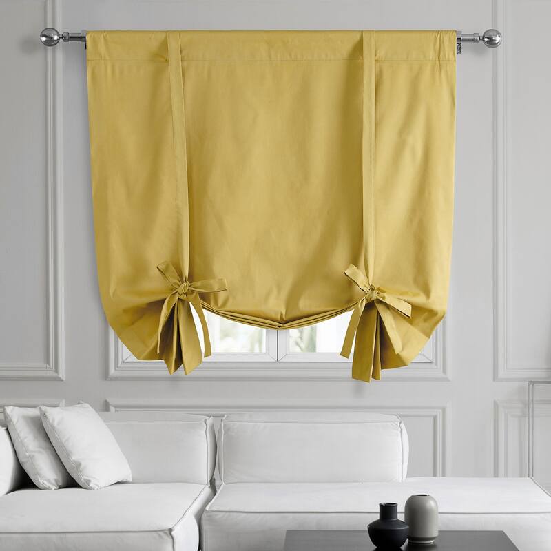 Exclusive Fabrics Solid Blackout Cotton Tie-Up Window Shade (1 Panel)