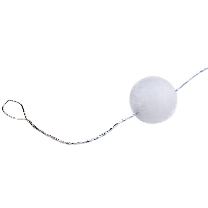 10-Count B/O Warm White LED Pom Pom Garland Christmas Lights - 3' Clear Wire