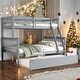 preview thumbnail 1 of 34, Detachable Rubber Wood Twin Over Full Bunk Bed with Trundle,Kids Bed Design Grey