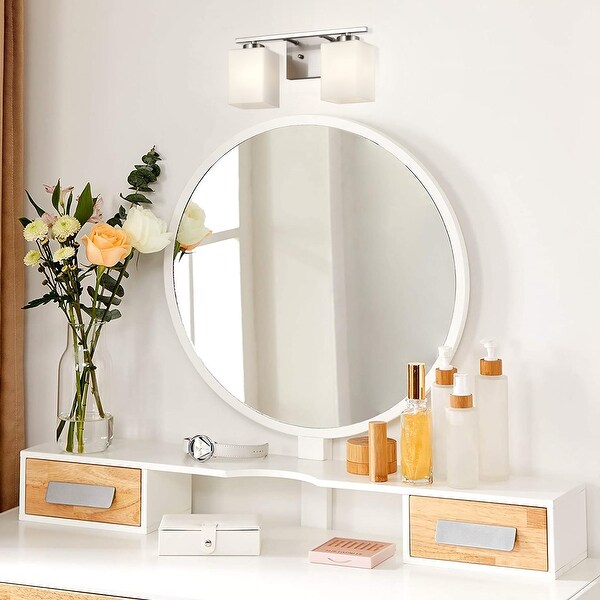 Dimmable 2/3/4-Light Bathroom Vanity Light, Etched Shades, Indoor