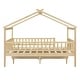 preview thumbnail 8 of 12, Natural Full Size Wooden House Bed with Two Drawers and Roof