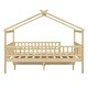 preview thumbnail 37 of 41, Wooden Full Size House Bed with Storage Drawers and Roof Design