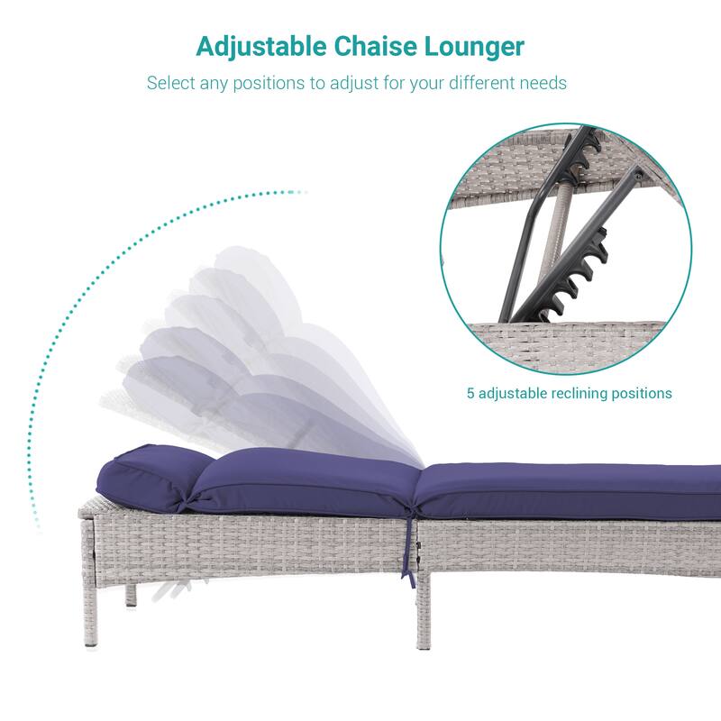 BONOSUKI 2Pcs Outdoor Lounge Chaise Rattan Chair Weather-Resistant