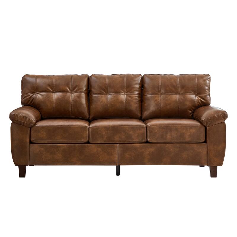Breathable PU Leather Upholstered Couch 3 Seater Sofa with Storage